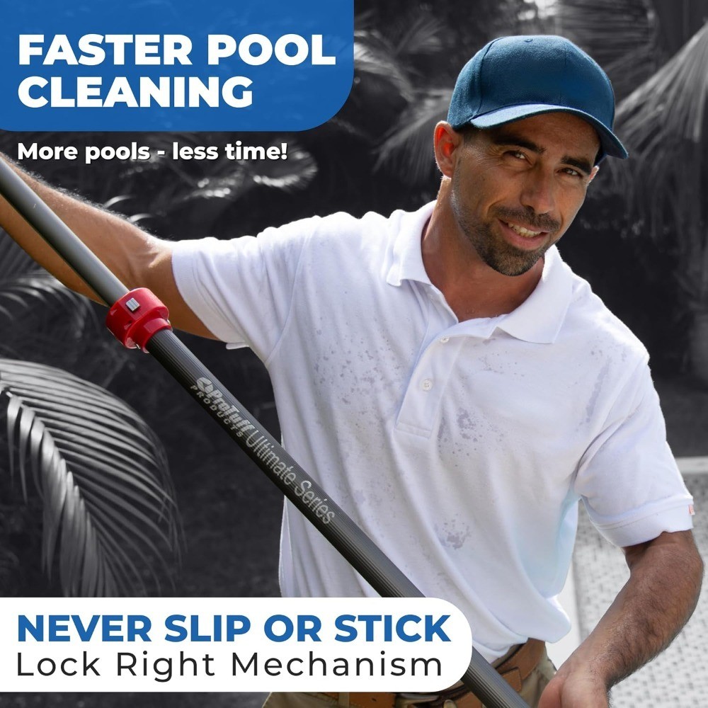 16 Foot Telescopic Pool Pole Aluminum Lock Right Pro Swimming Maintenance