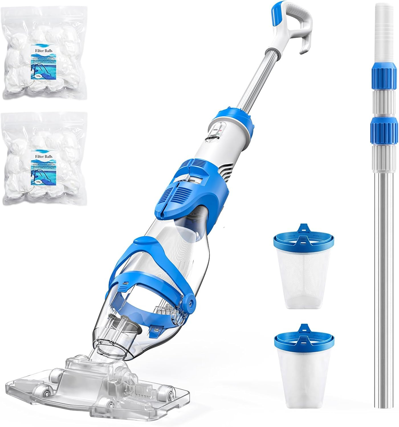 Pool Vacuum for above Ground & Inground Pool, 22 GPM Suction Handheld Cleaner wi