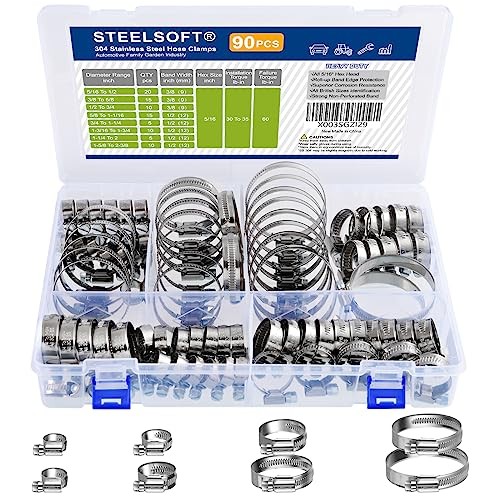 Heavy Duty SAE Standard Hose Clamp Assortment 5/16 to 2-3/8&Prime; – 90 PCS Heavy Duty
