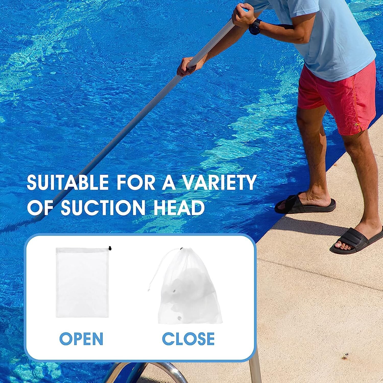 8 Pool Vacuum Mesh Bag Replacement for Pool Vacuum Aquariums Ponds, 24 x 16 Inch