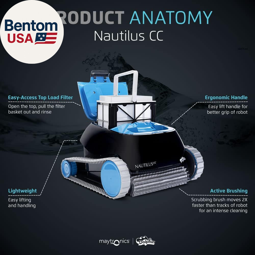 Nautilus CC Automatic Robotic Pool Vacuum Cleaner, Wall Climbing Scrubber Brush,