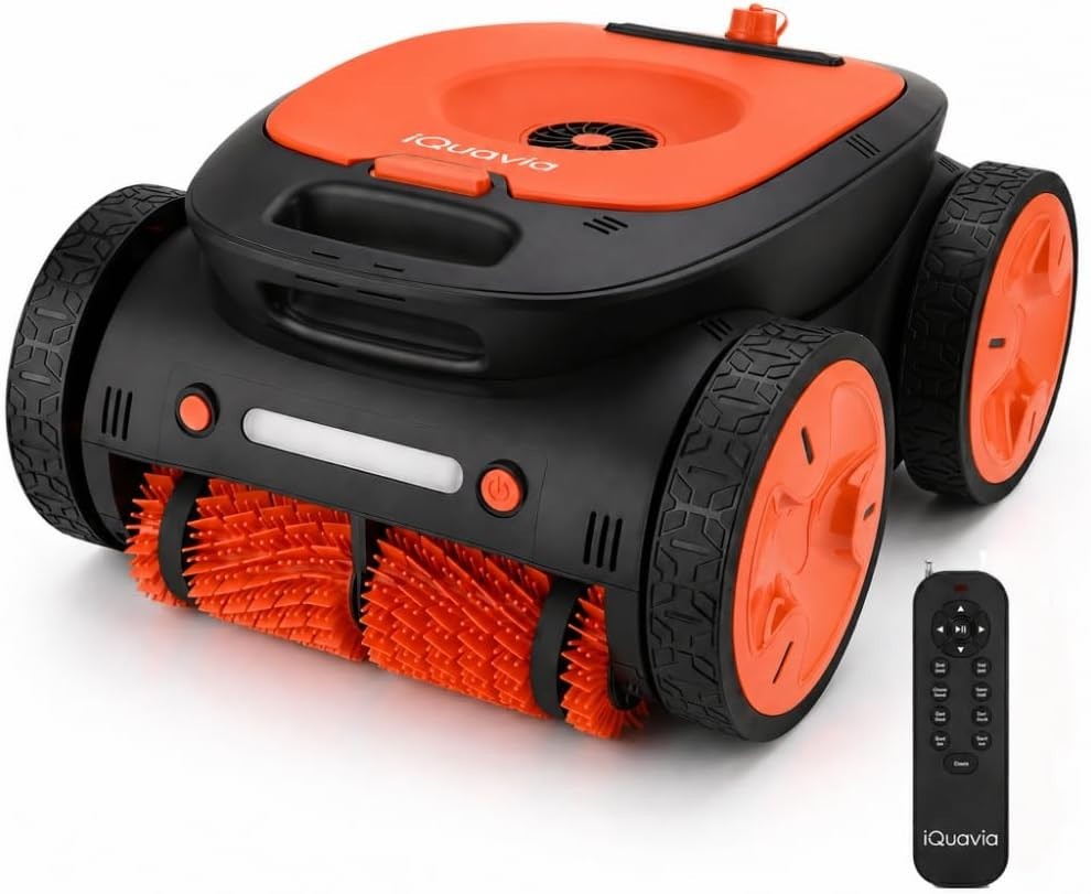 Cordless Robotic Pool Cleaner Remote Underwater Direct Control, 4-Motor 4WD