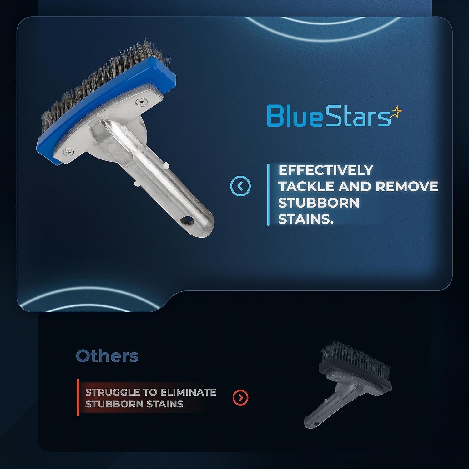 Heavy Duty 5In Pool Brush with Stainless Steel Bristle Wire and Aluminium Handle