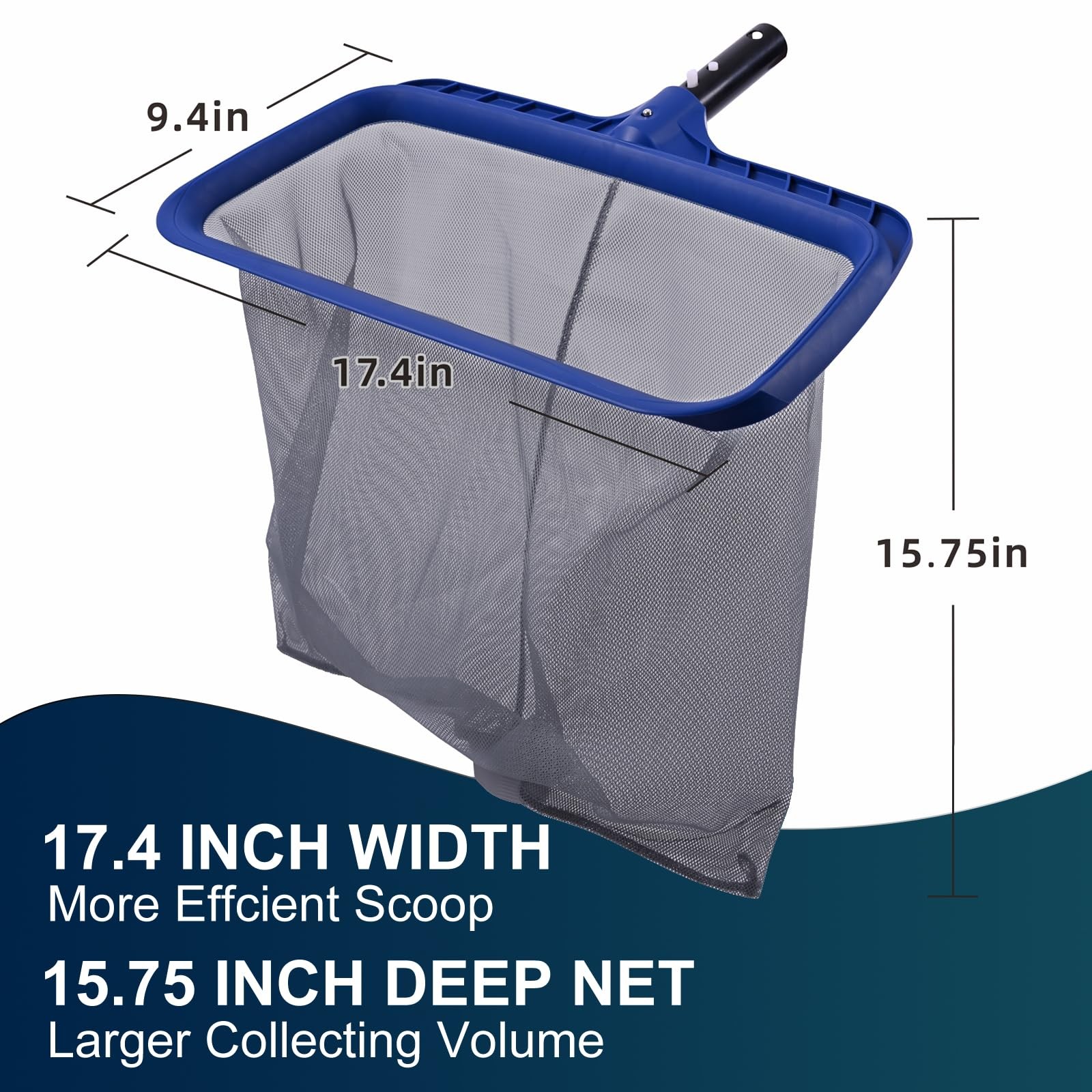 Pool Skimmer Net, Larger Capacity Pool Net Skimmer with Durable Deep Net, Stu…
