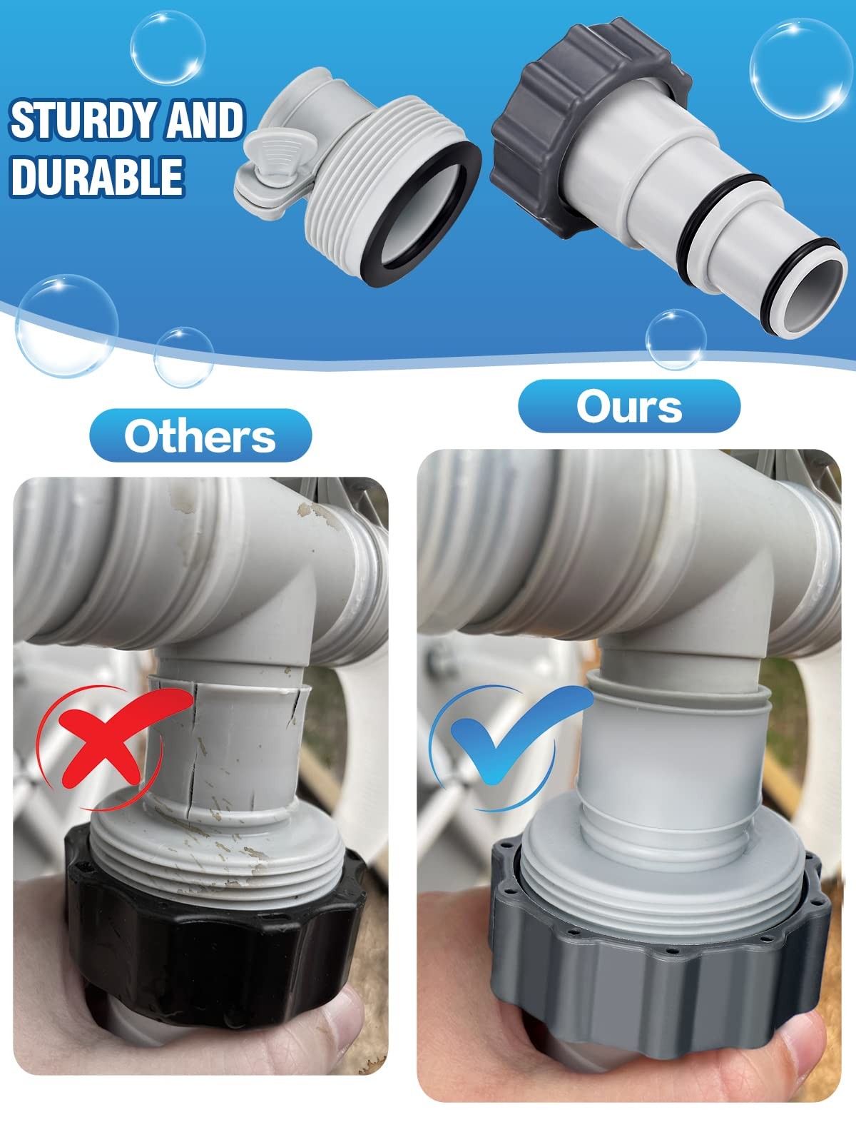 4 Pack Gray Pool Hose Adapter A B Conversion Standard Size Fittings