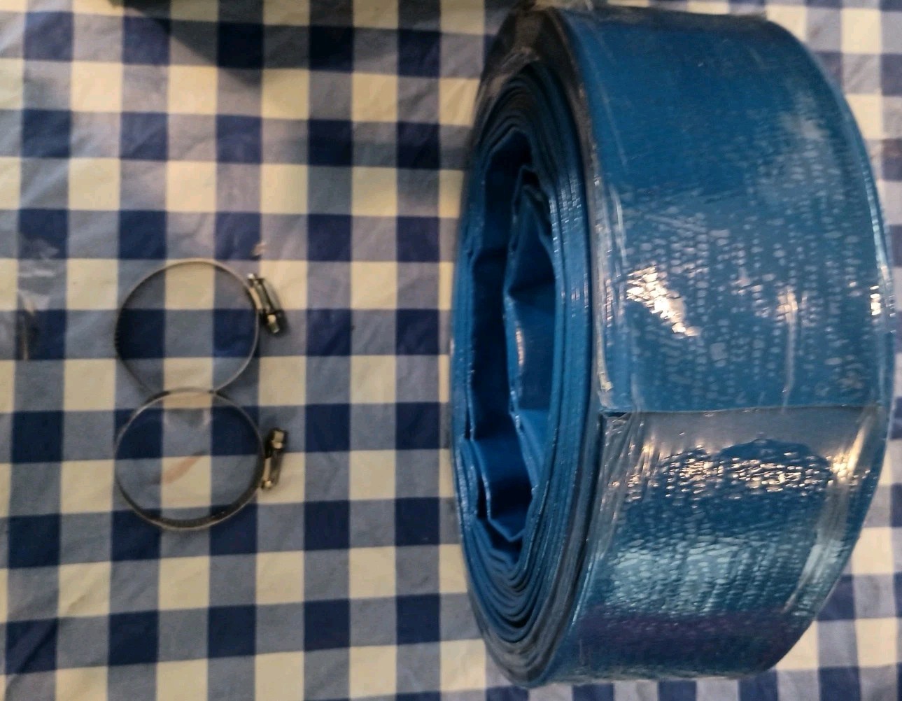 VEVOR 2&Prime; x 50ft. Weatherproof Discharge Hose – Blue – With 2 Clamps