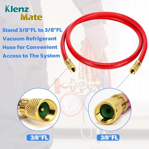 2026 Upgraded 3/8&Prime; HVAC Vacuum Hose,72” Refrigerant Charging Red 6Ft