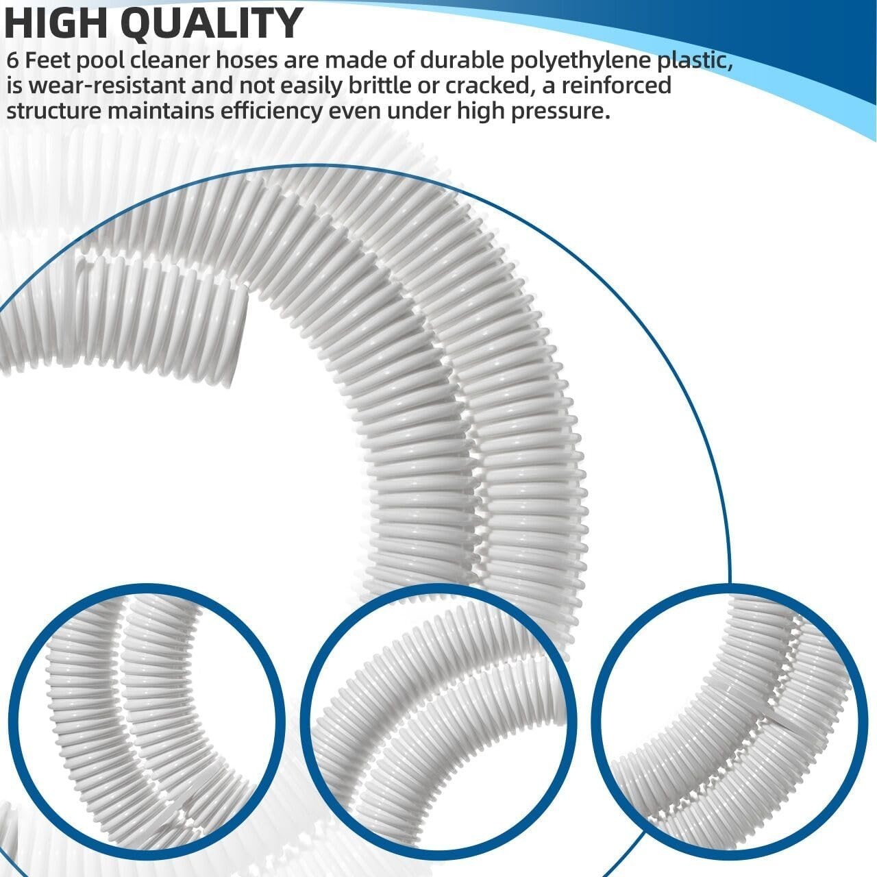 9-100-3102 6 Ft Cuff-Less Feed Hose Compatible with Polaris Pool Cleaner Parts