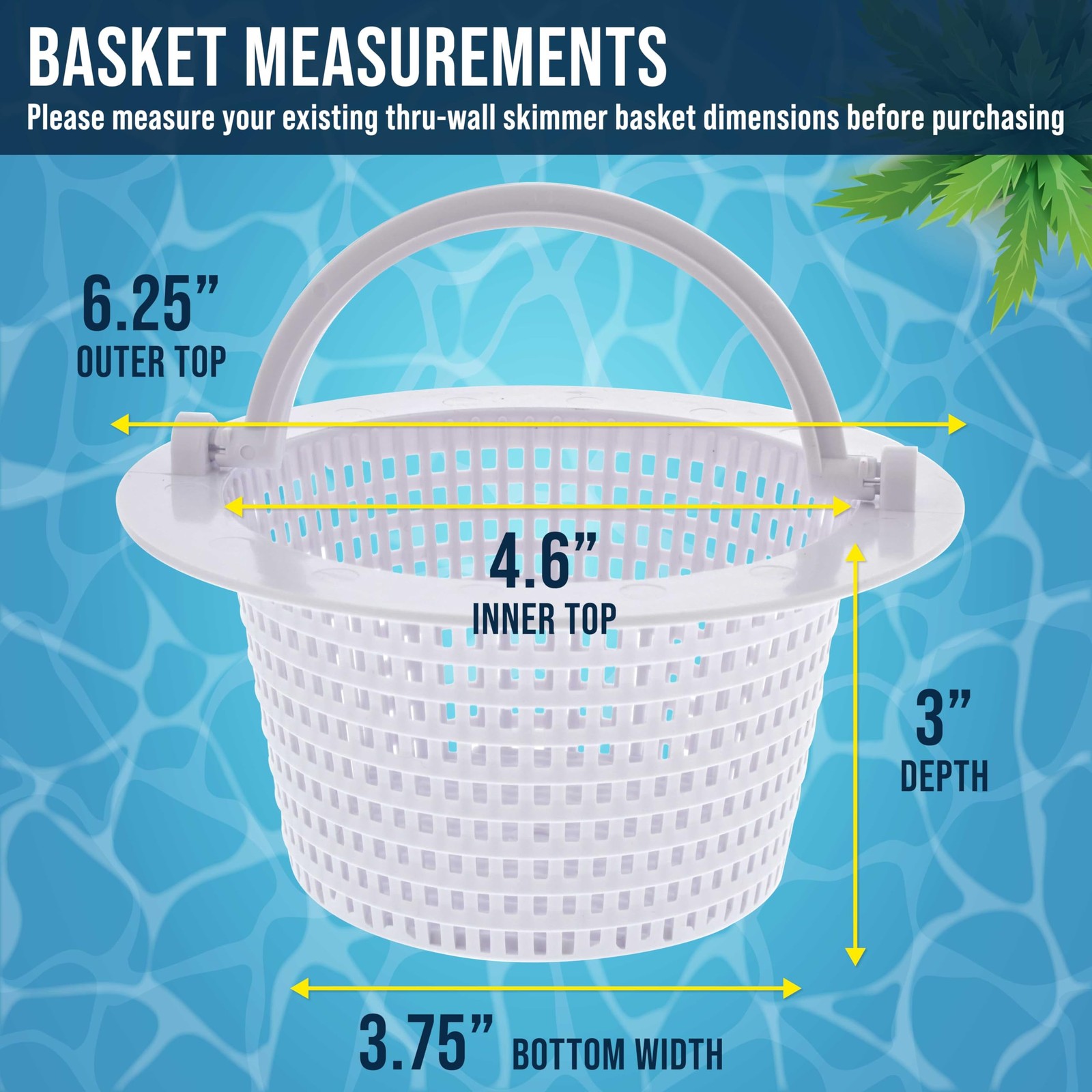 Pool Skimmer Basket 2 Pack Thru Wall Replacement Above Ground Debris Leaves Filt