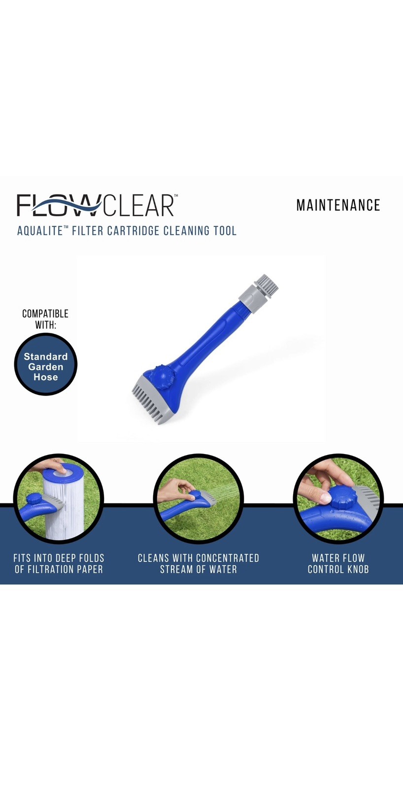 Bestway Flowclear Aqualite Comb Filter Cartridge Cleaning Tool Hose Attachment
