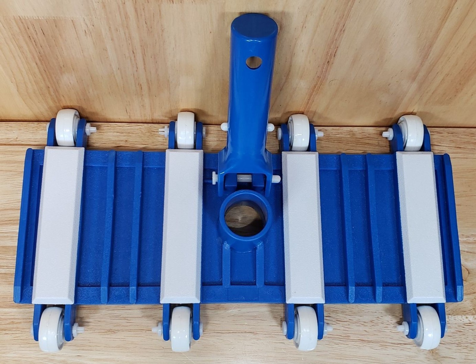 Weighted Pool Vacuum Head 14 Inch Blue w Wheels Fits Standard Poles