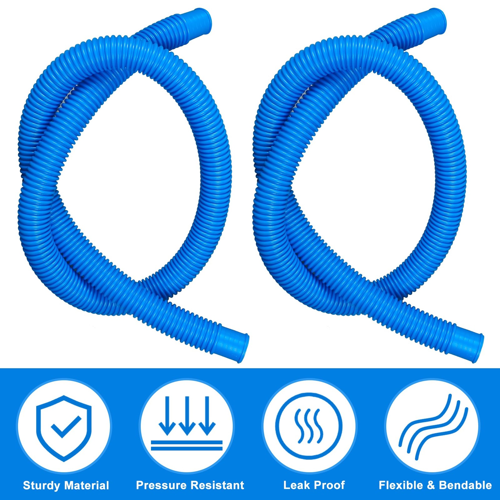 4 Pack Pool Hoses for Above Ground Pools 1.25&Prime; 59 inches x 1.25 inches, Blue