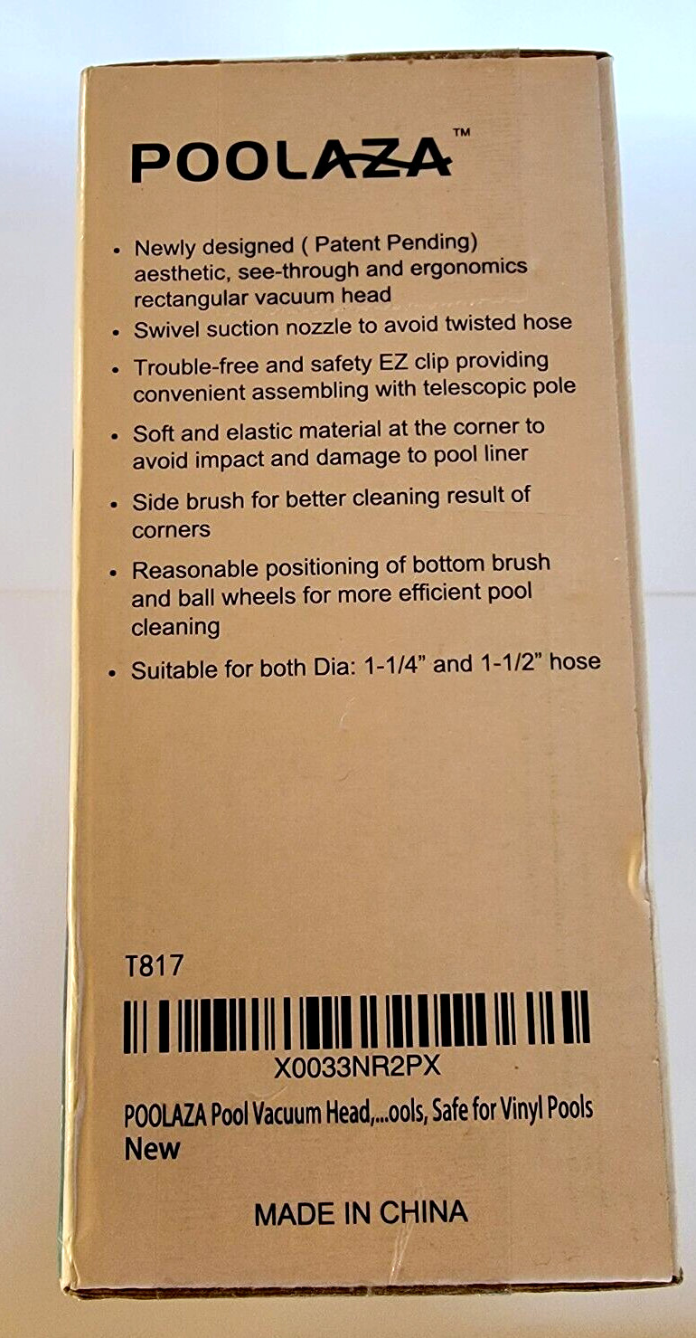 Poolaza See Through 14&Prime; Rectangular Weighted Pool Vacuum Head w/ Side Brushes
