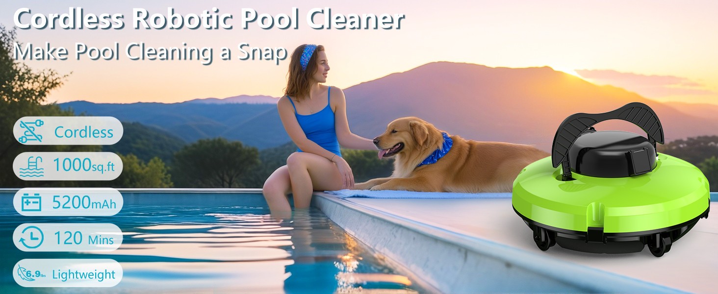Kosgho PZ0-18,Cordless Pool Vacuum Cleaner for In Ground & Above Ground Pools