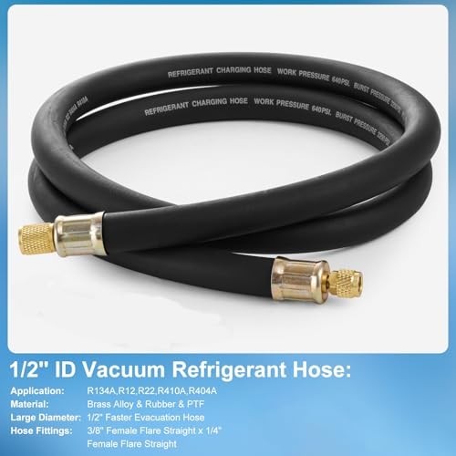 1/2&Prime; Diameter HVAC Vacuum Hose, 60 » HVAC Vacuum Refrigerant Charging Hose