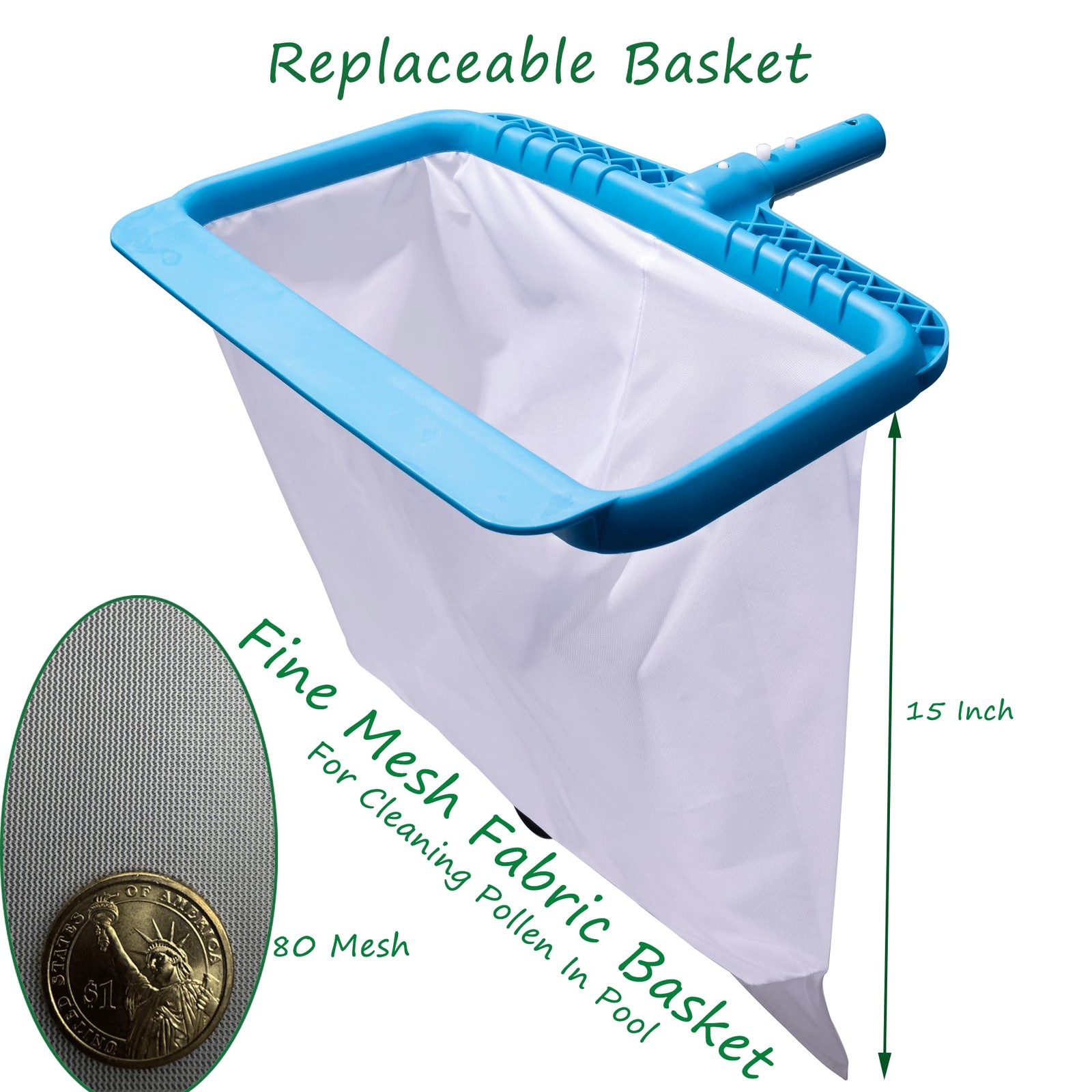 Professional Pool Skimmer Net for Cleaning Pollen, Bugs, and Leaves