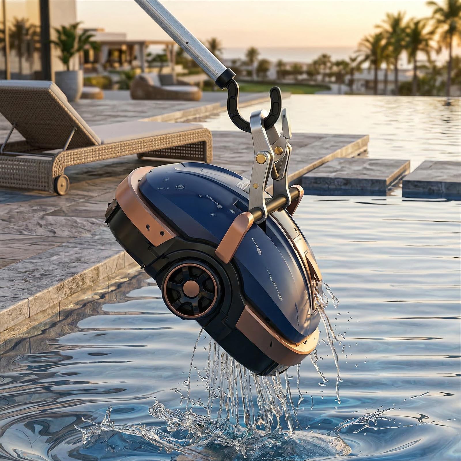 Grevosea Pool Robot Retrieval Hook for All Robotic Cleaners, Universal Black