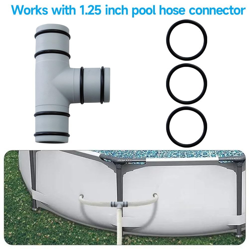 Pool Hose Connector, 1.25 Inch T Joint Filter Pump inches, Gray