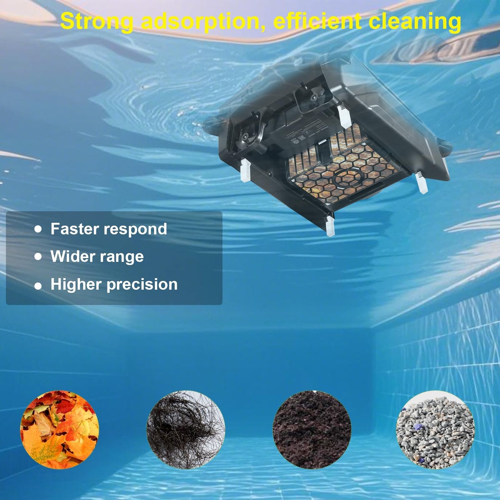 Solar Powered Robotic Pool Skimmer, Automatic Pool Surface Cleaner Robot with…