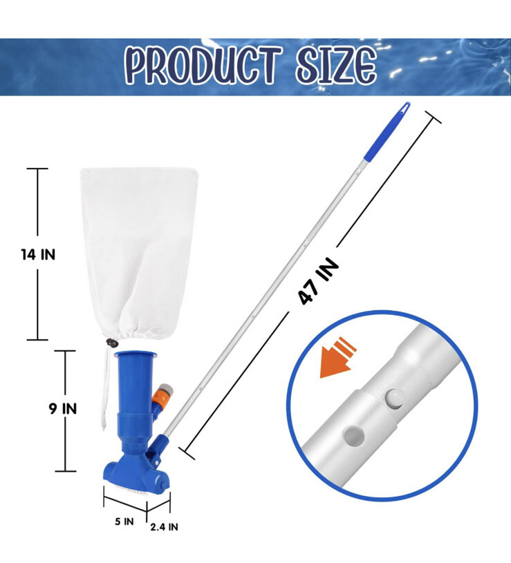 Polog Portable Pool Vacuum Pool Spa Jet Vacuum Cleaner with 5 Section Pole