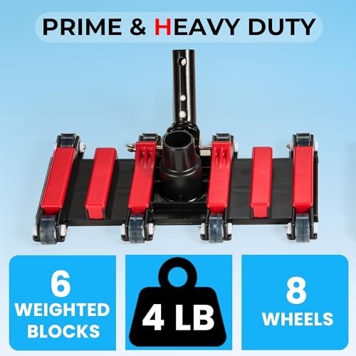 14&Prime; Heavy-Duty Pool Vacuum Head with Wheels – Extra-Wide, Flexible & Weighted Cl