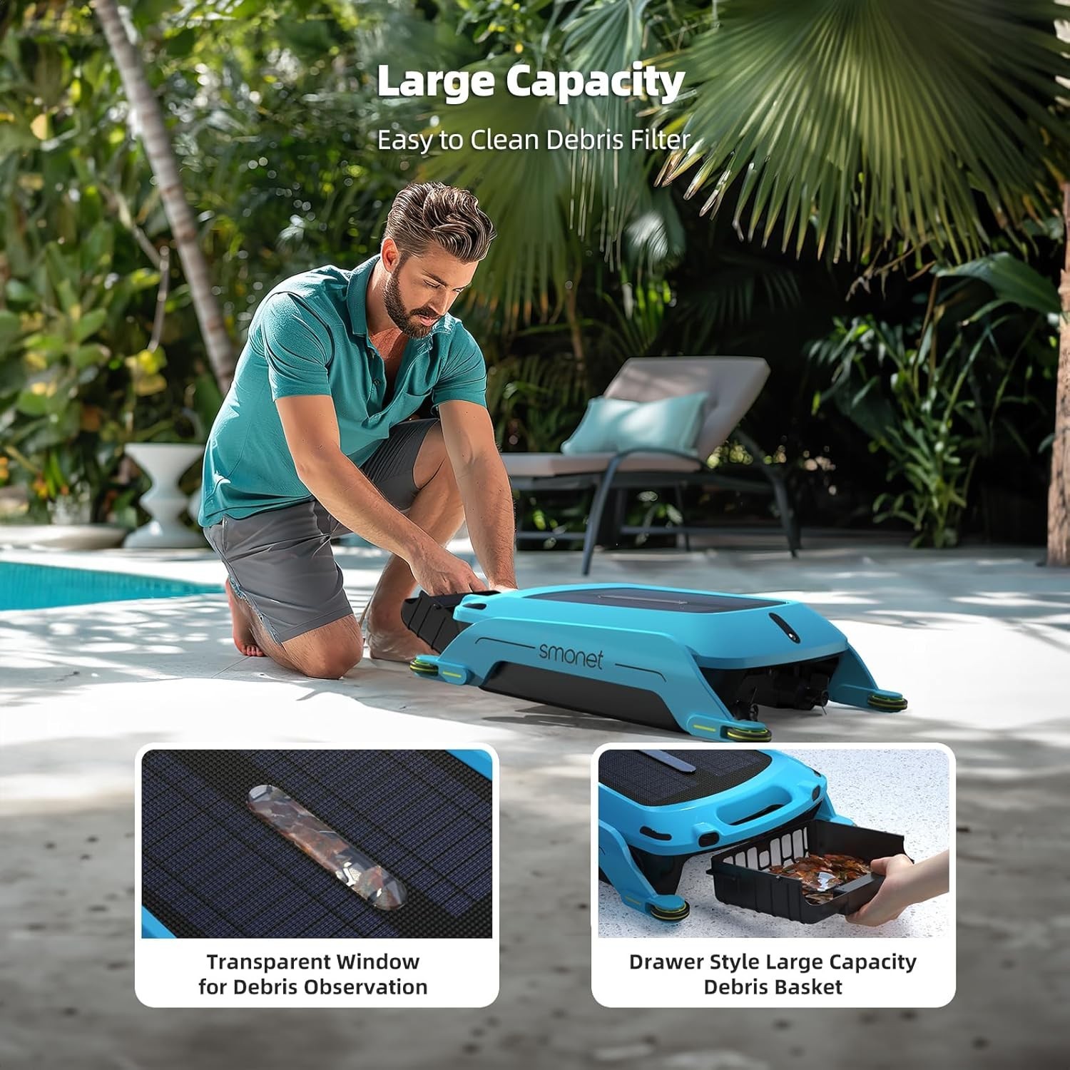 Solar Powered Pool Skimmer Robot: Automatic Pool Surface Skimmer Cleaner