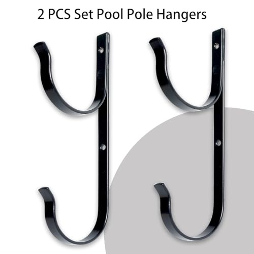2 Pcs Set Pool Pole Hangers Heavy Duty Aluminium Holder with Screws Black