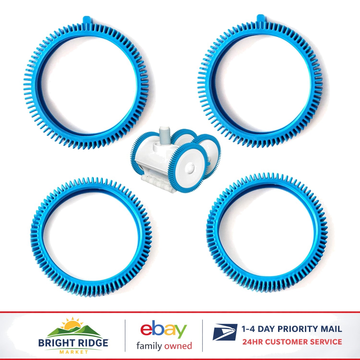 Heavy Duty Tire Set for In-Ground Pool Cleaners – 4 Pack, Non-Directional Tread