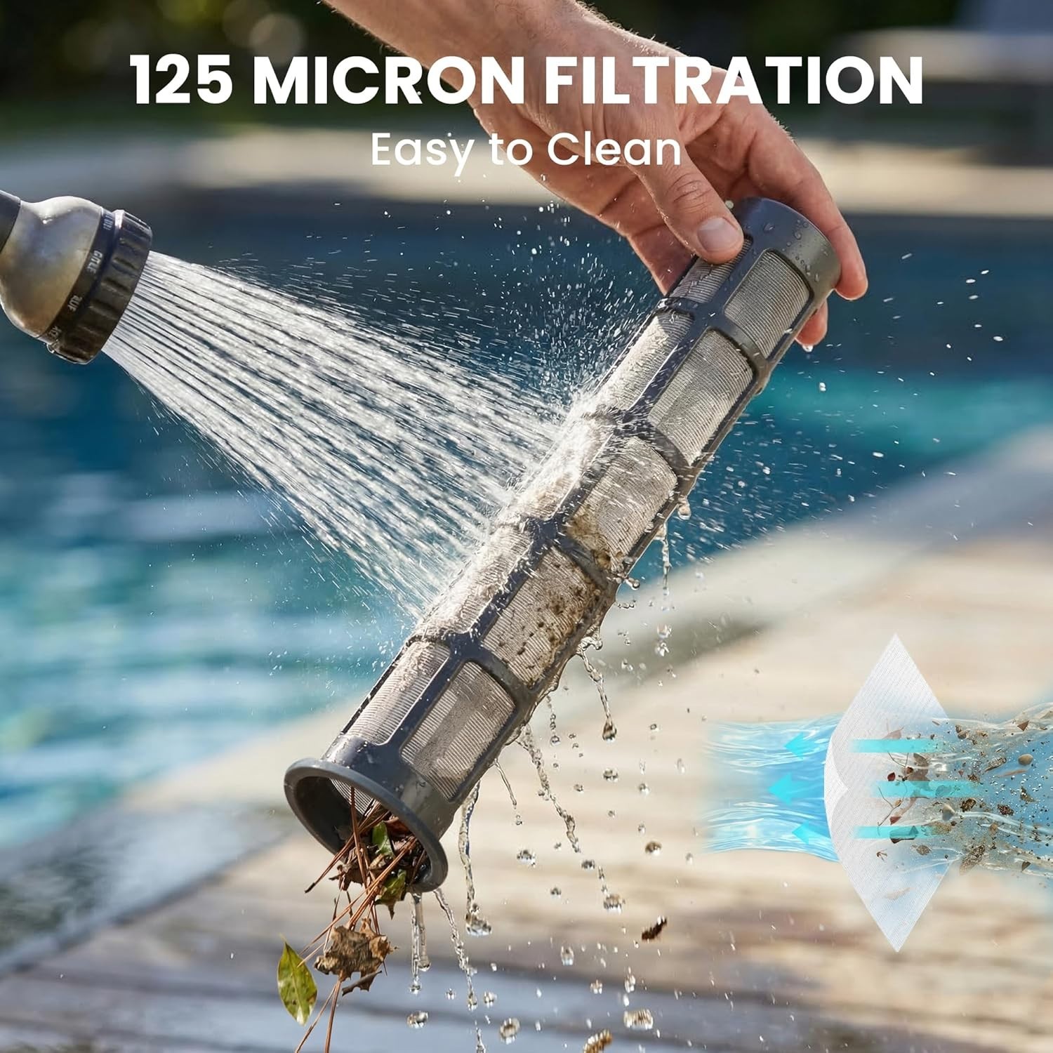 2026 Upgraded Cordless Pool Vacuum 18 GPM Strong Suction Lightweight Blue