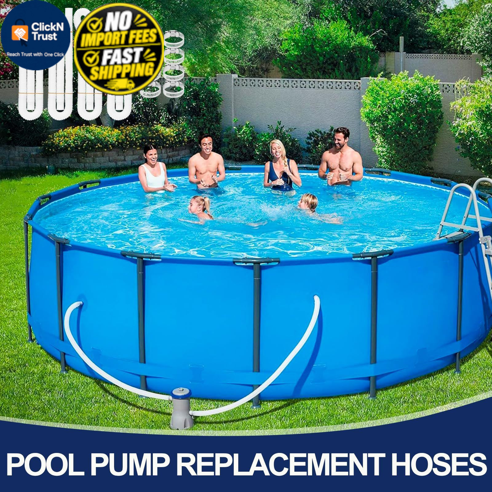Pool Hoses for Above Ground Pools, 4 Pack 1.25 x 59 Inch 1.25*59inches, White
