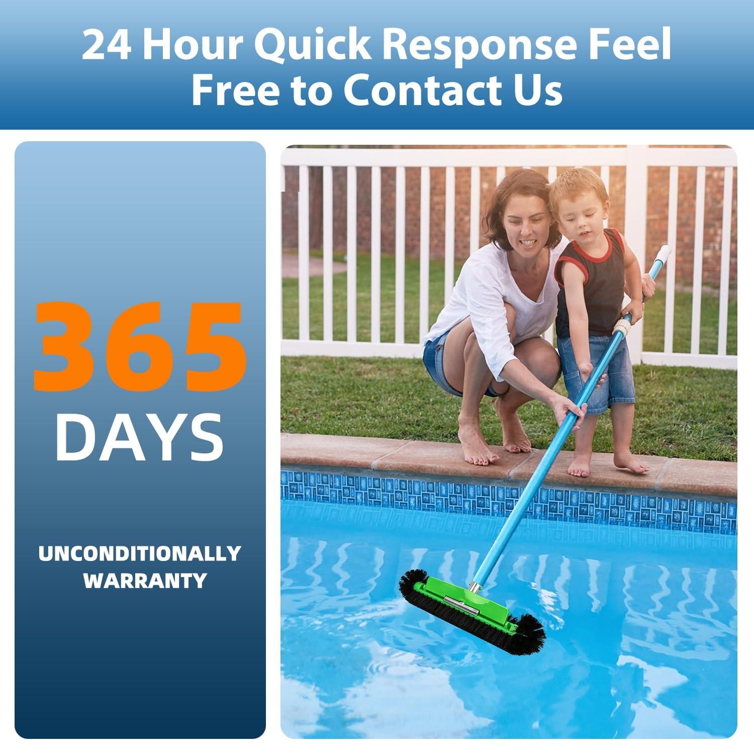 17.5&Prime; Heavy Duty Pool Brush for Inground & Above Ground Efficient Wall &