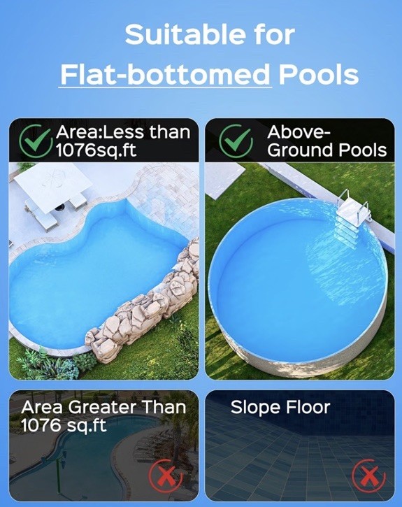 WYBOT A1 Cordless Robotic Pool Cleaner Automatic Pool Vacuum 1100 Sq.ft