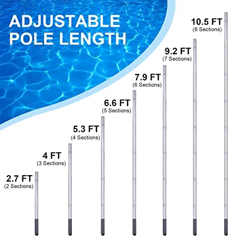 Pool Pole – 10.5 Foot Anodized Aluminum Extension Cleaning Poles,for Skimmer