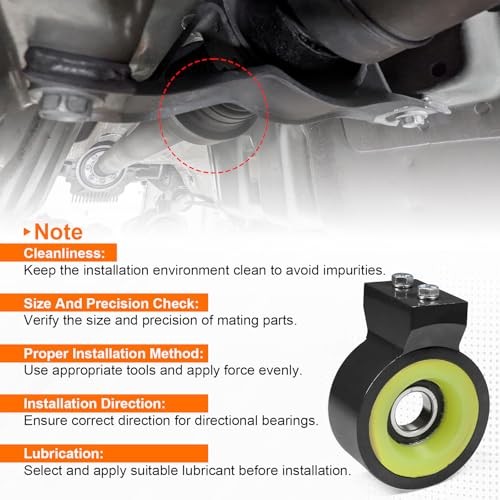 Heavy Duty Aluminum Poly Drive Shaft Carrier Bearing Replacement for Black