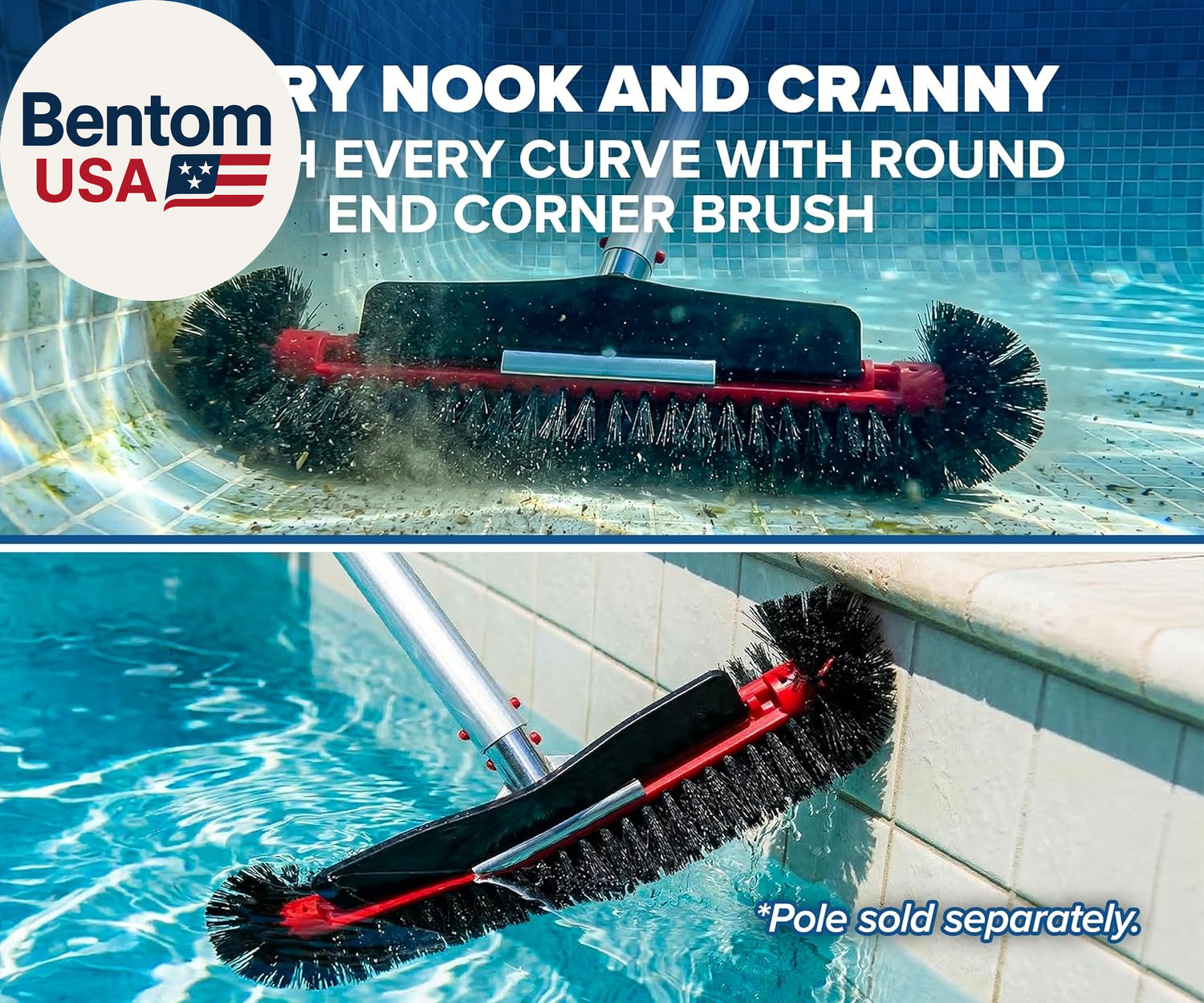 Pool Brush Head for Inground & above Ground Pools // Heavy Duty Pool Scrubber Br