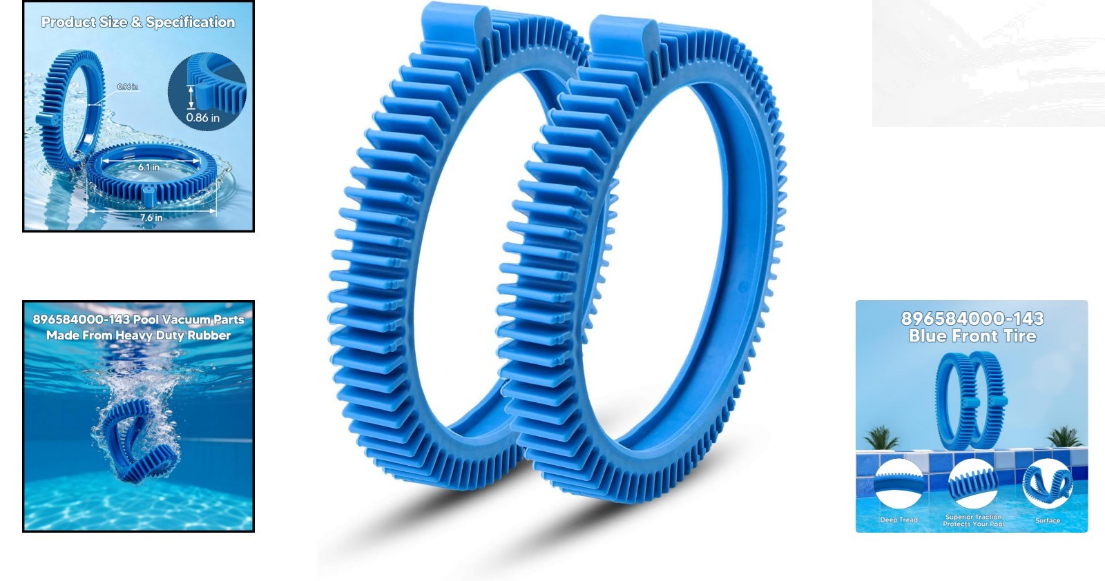 High-Quality Replacement Front Tires 2-Pack for Hayward Poolvergnuegen Cleaners