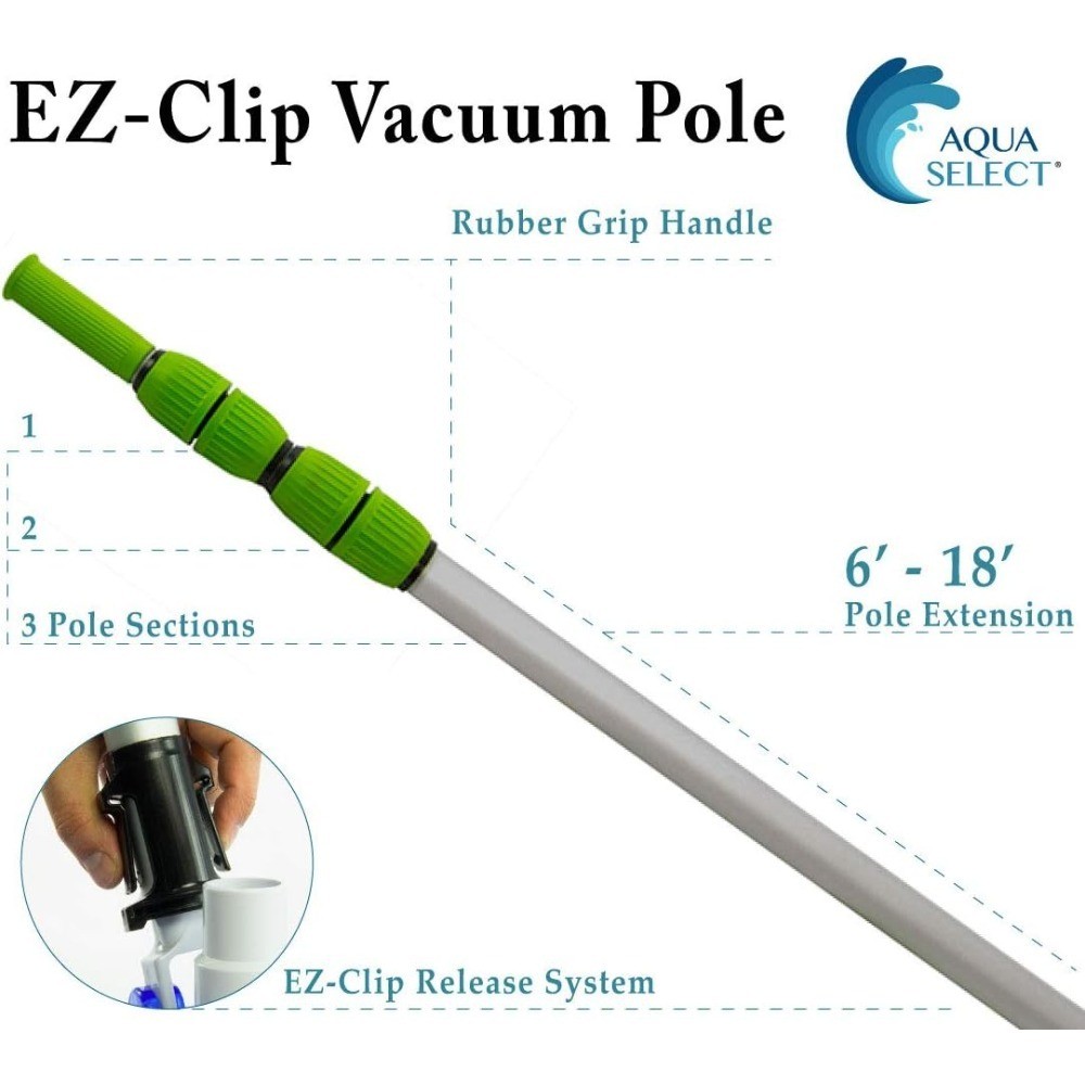 Telescoping Pool Pole Heavy Duty Aluminum Expandable 6 to 18 Feet for Vacuum