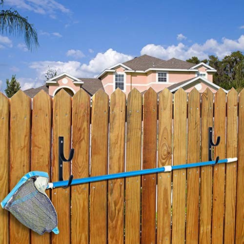 2 PCS Set Wide Pool Pole Hangers Heavy Duty Aluminium Holder Hooks with Black