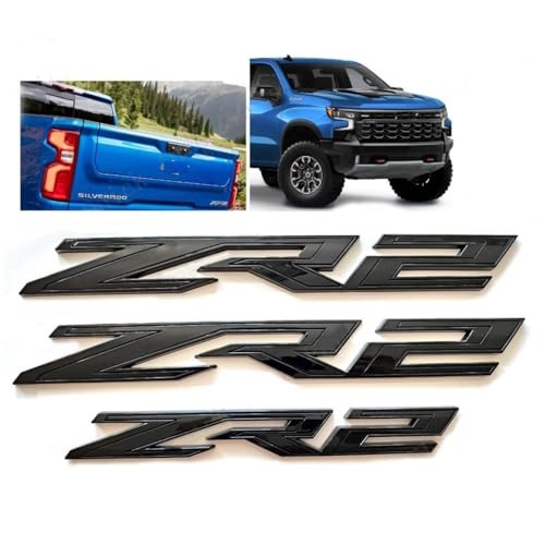 3pack OEM Two Side ZR2 Emblems Badges Plus Rear ZR2 Compatible with All Black