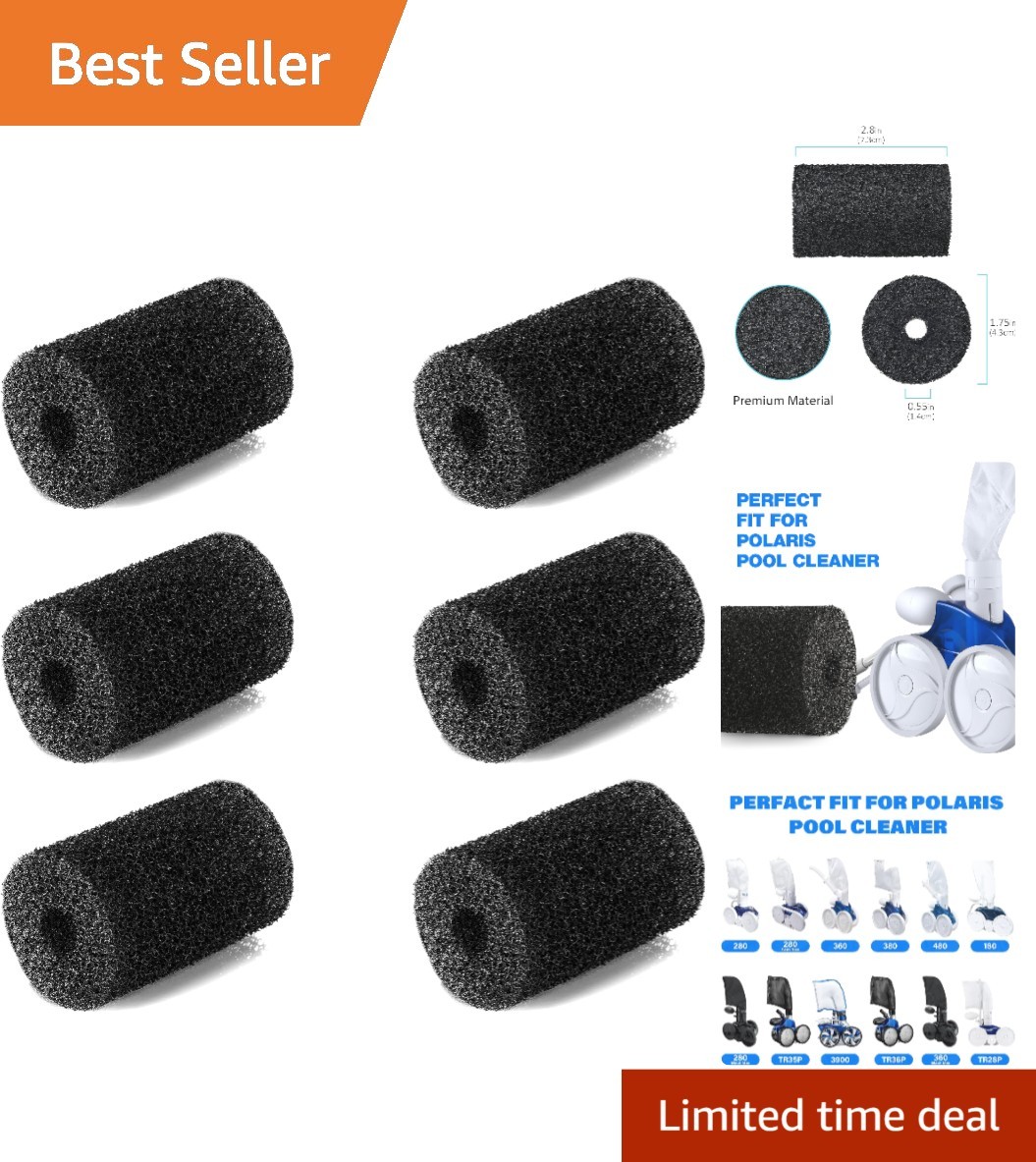 6 Pack Sweep Hose Tail Scrubbers for Polaris Pool Cleaners – Enhanced Efficiency