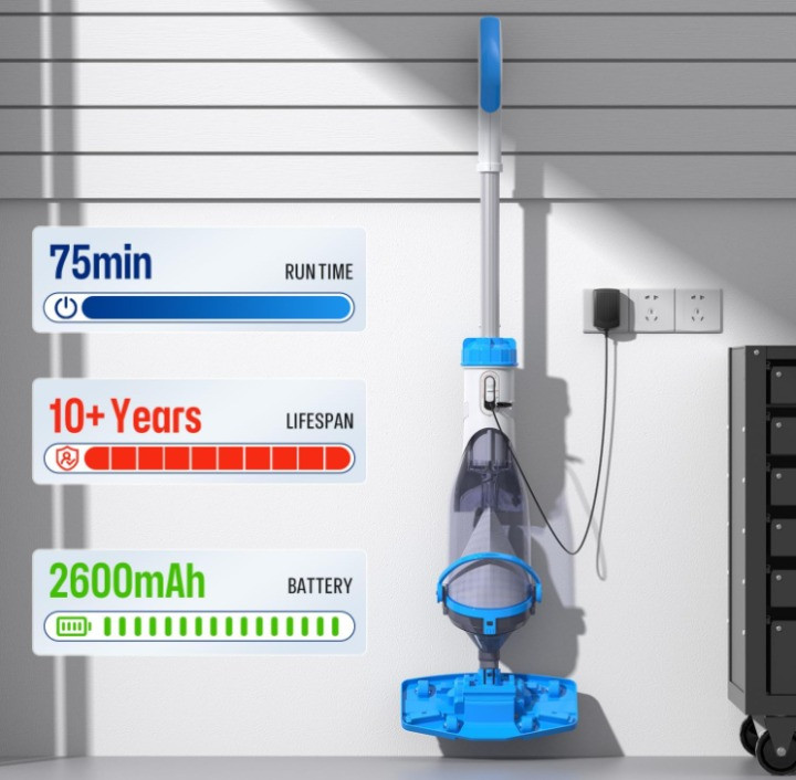 Aspiradora Inalámbrica para Piscina con Pértiga y Succión de 19 GPM, Nuevo
