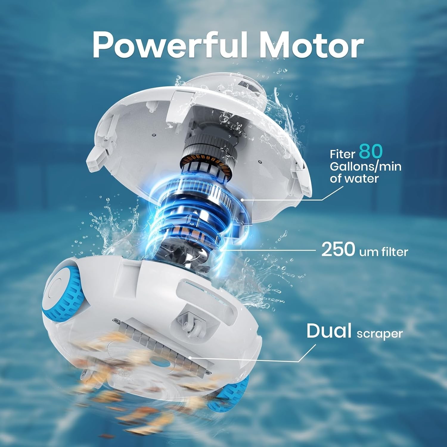 Battery-Powered K2 Pool Cleaner with One-Button Start – Ideal for All Pool Types