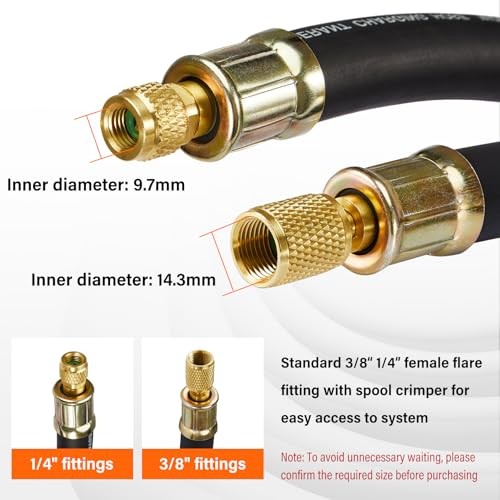 Upgraded 1/2&Prime; Diameter Hvac Vacuum Hose Fitting High-Flow 3/8&Prime; to 1/4&Prime;
