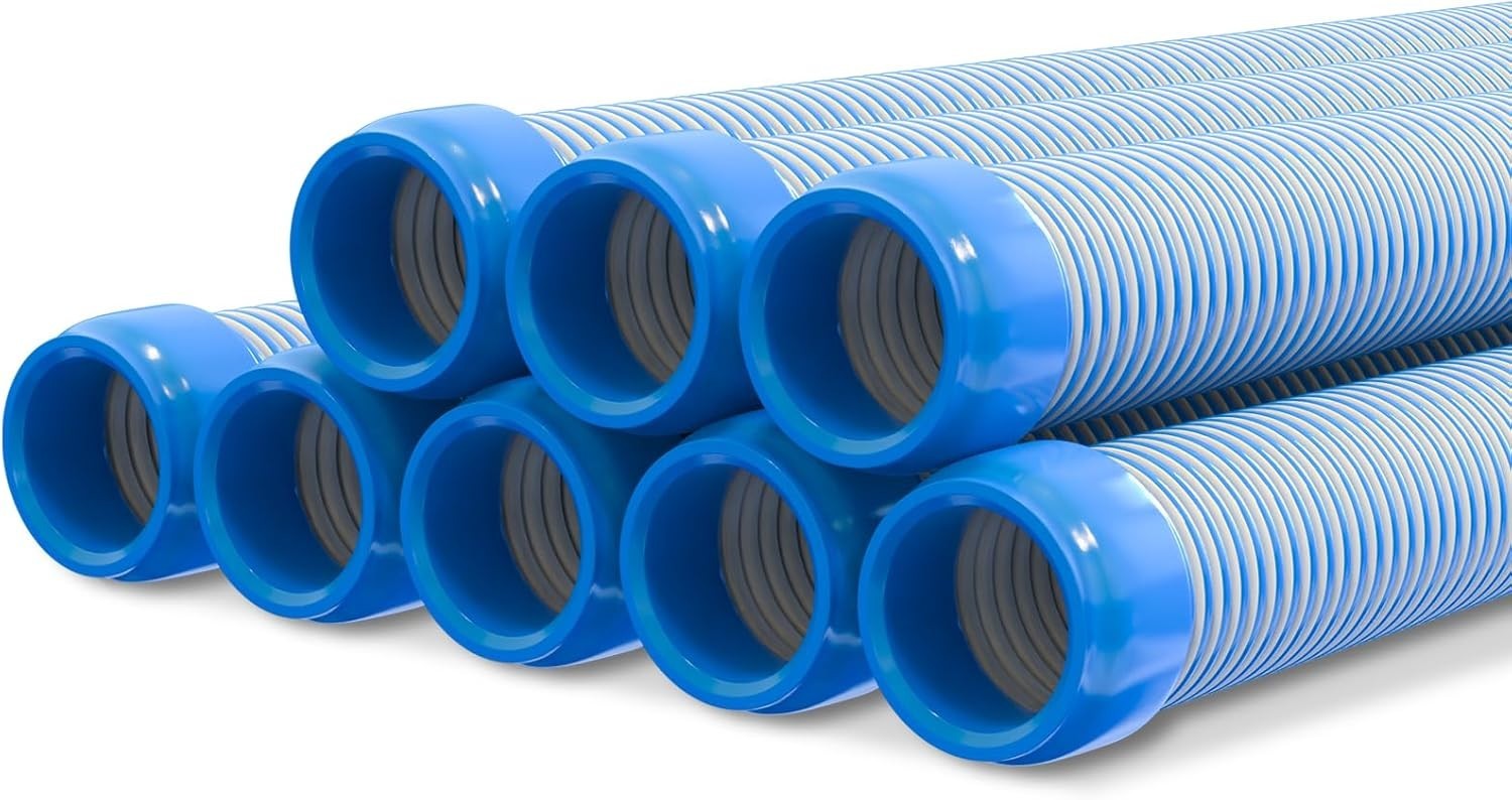Pool Vacuum Hose 26 Feet 8 x 40 Inch 1.5 Inch Cuffs Replacement