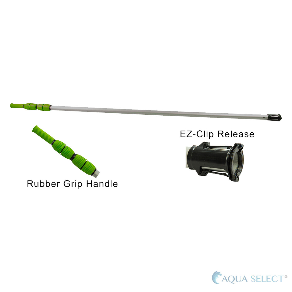 Aqua Select EZ-Clip Swimming Pool Vacuum Pole w/ Rubber Grip – (Choose Size)