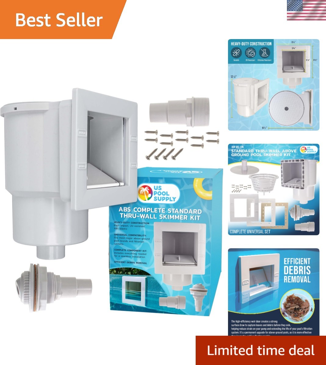 Professional-Grade Thru-Wall Pool Skimmer Kit – All-in-One Maintenance Solution