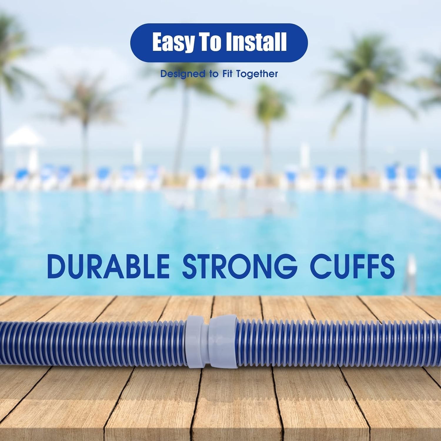 Professional 26ft Swimming Pool Vacuum Hose, 1.5” for All Automatic Cleaners