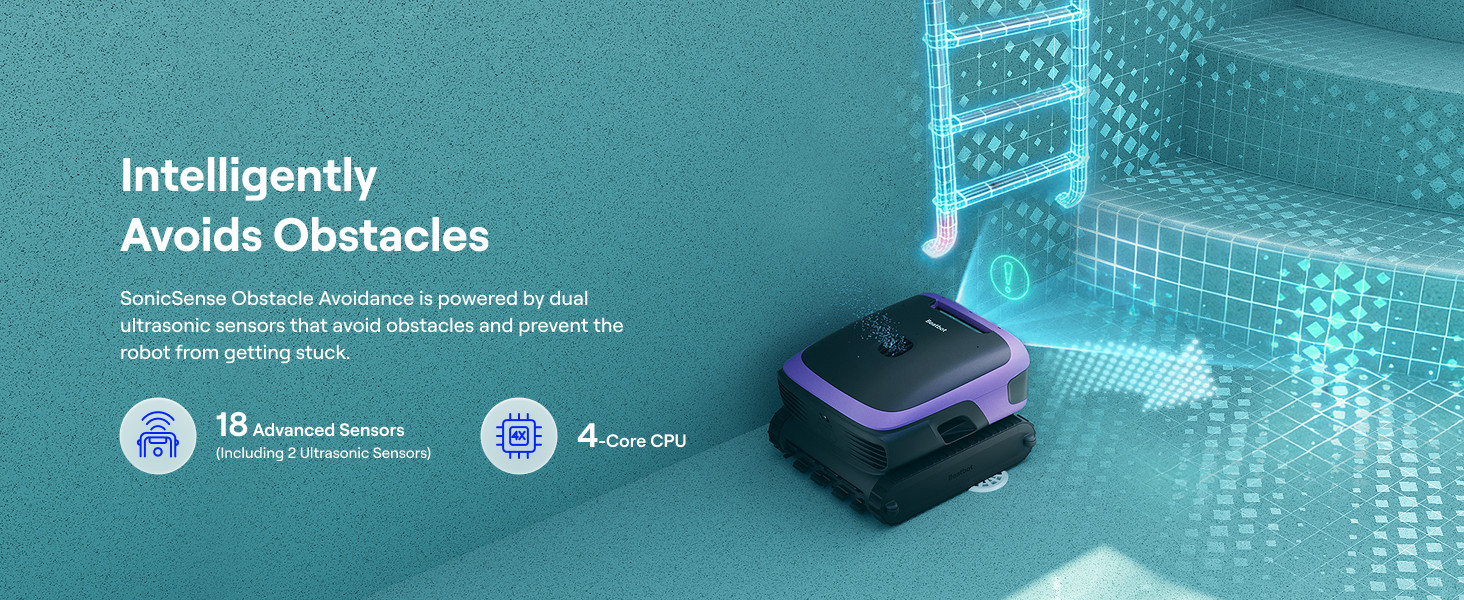 Beatbot Sora 70 Pool Vacuum Robot, 360° Top-to-Bottom Cleaning,Lilac