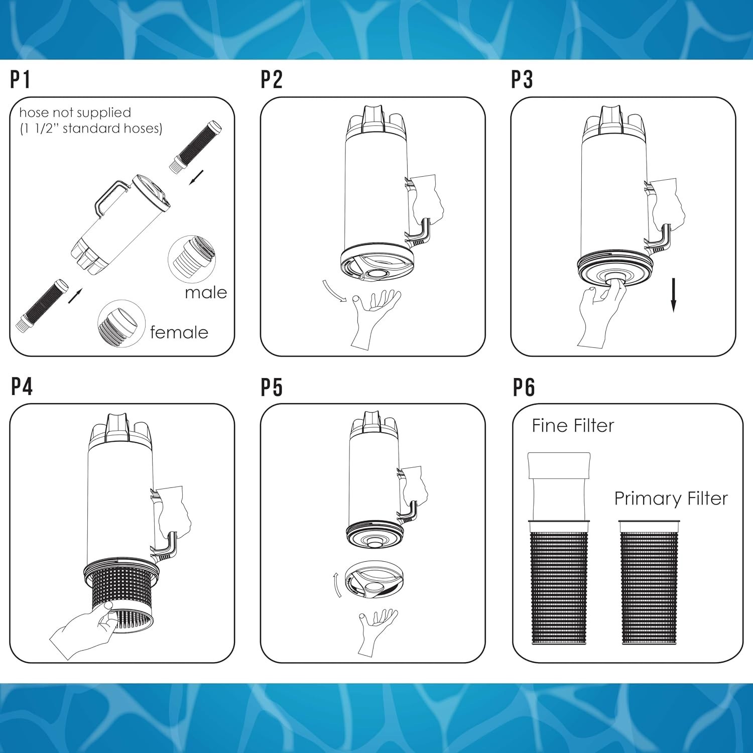 Easy-Access Pool Leaf Canister with Fine Mesh Filter and Quick Hose Connection