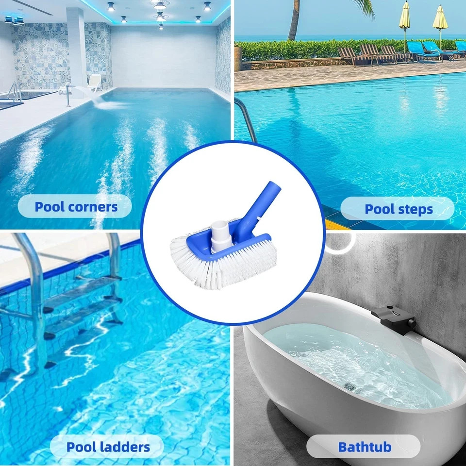 Pool Brush Head with Pool Vacuum Head for Inground & Above Ground Pools, Roun…
